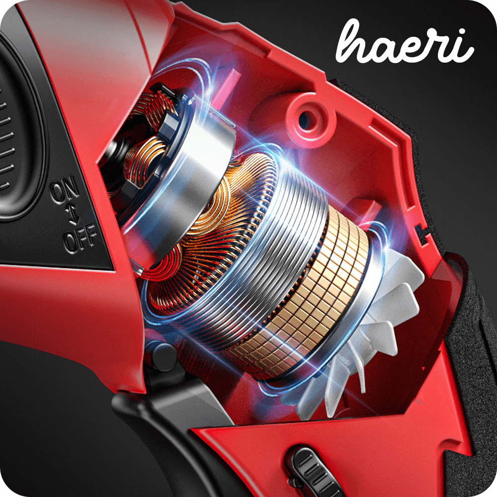 Close-up of haeri electric fabric cutter's internal motor showcasing advanced design and efficient components.