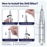 "Guide on installing drill bits using the twisting lock mechanism on Haeri nail drill."
