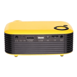 A2000 Mini Projector for Kids with HDMI, USB, and TF ports, compact and portable in yellow.