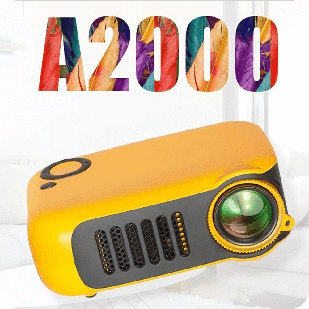 Yellow A2000 Mini Projector for Kids with LED Technology and Compact Design