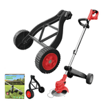 Universal wheels for grass trimmer, featuring adjustable height and sturdy triangular design for easier grass cutting.