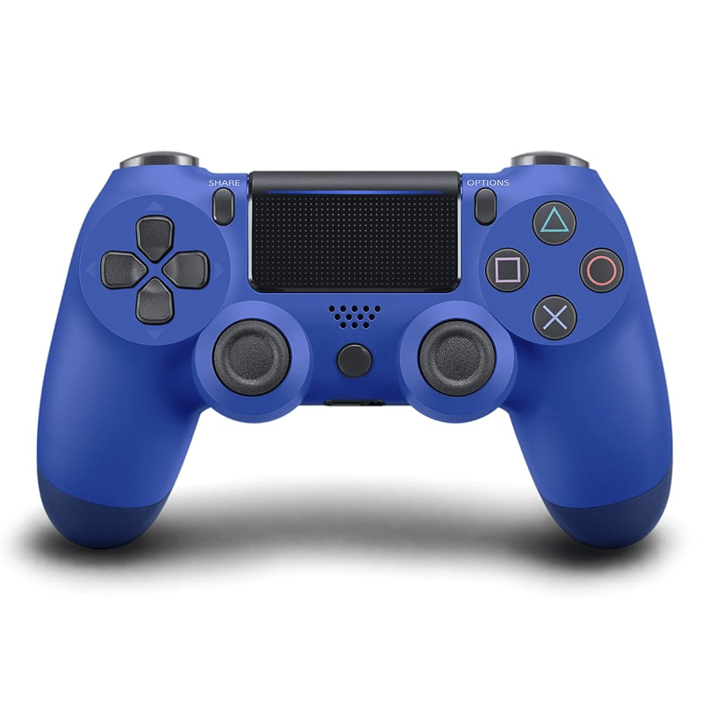 Wireless PS4 controller Wave Blue, compatible with Android, iOS, PC; includes USB cable; Bluetooth enabled.