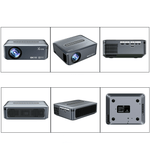 Xnano X1 projector showcasing 1920x1080P resolution, LCD+LED technology, and 300 ANSI lumens in various angles.
